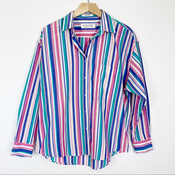 Vintage 90s striped multi colour button down shirt - Picture 2 of 10